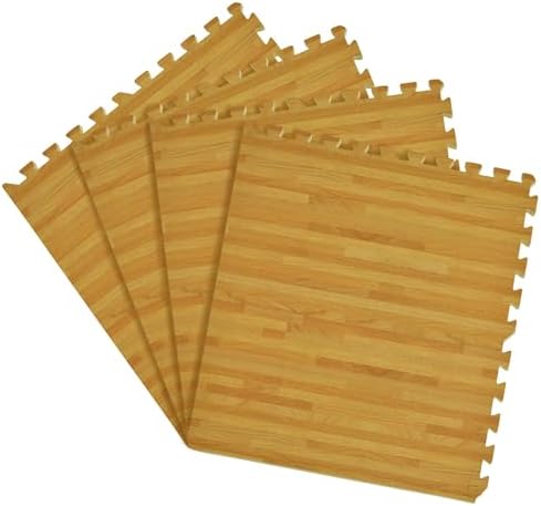 24-Inch Interlocking Anti-Fatigue Foam Floor Tiles, 24 x 24 in, 4-Pack, Pine