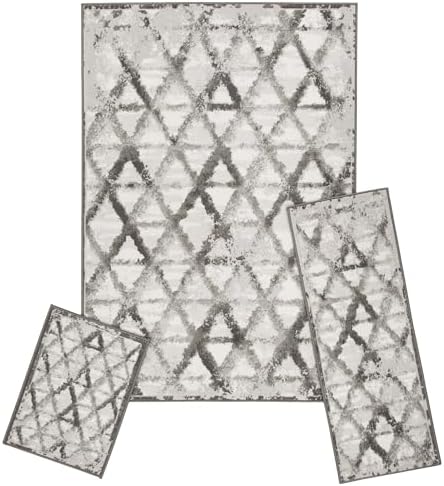 3-Piece Indoor Area Rug Set, Rizzy Grey