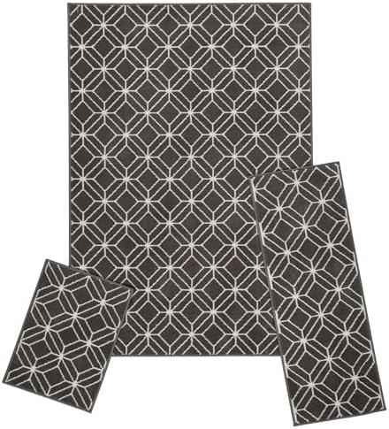3-Piece Indoor Area Rug Set, Zara Grey
