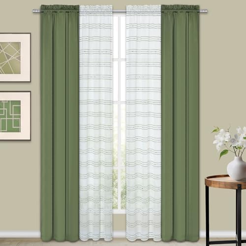 4-Piece Curtain Panel Set with Light Filtering & Sheer