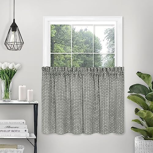 Bedford Front Tab Curtain Tier Pair Set, Grey