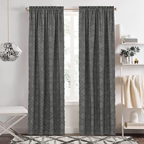 Blake Rod Pocket Curtain Panel, Charcoal
