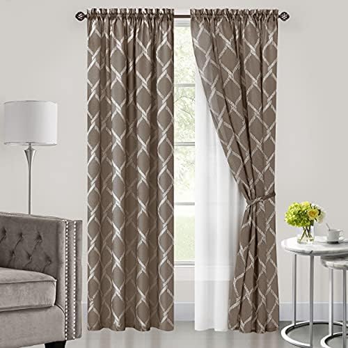 Bombay Double Layered Rod Pocket Curtain Panel, Brown, 52 x 63 in
