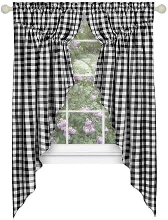 Buffalo Check Gathered Swag Curtain Pair