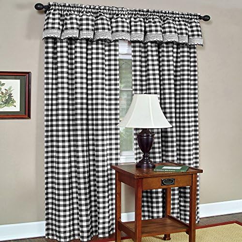 Buffalo Check Panel Curtain, Black & White Plaid, 42 x 84 in