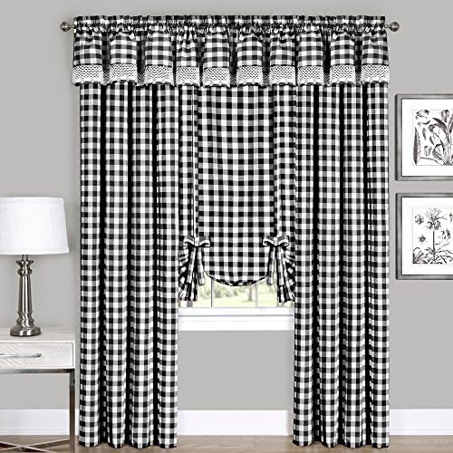 Buffalo Check Panel Curtain, Black & White Plaid, 42 x 95 in