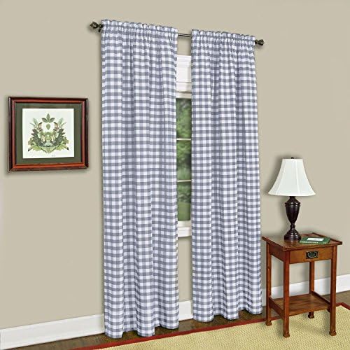 Buffalo Check Panel Curtain, Grey & White Plaid, 42 x 84 in