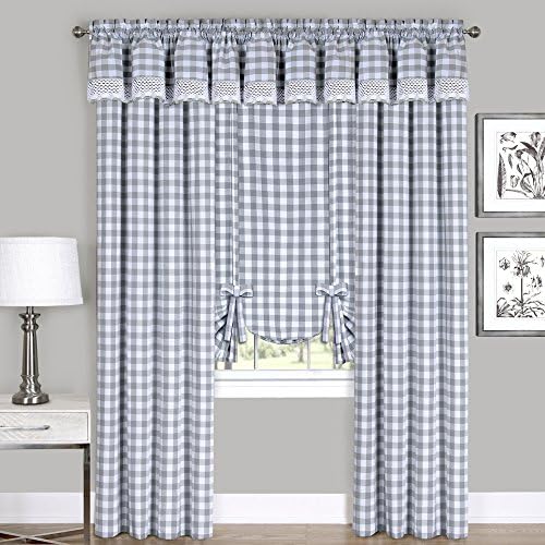 Buffalo Check Panel Curtain, Grey & White Plaid, 42 x 95 in