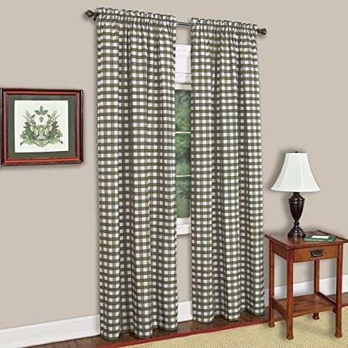 Buffalo Check Panel Curtain, Sage & Ivory Plaid, 42 x 63 in
