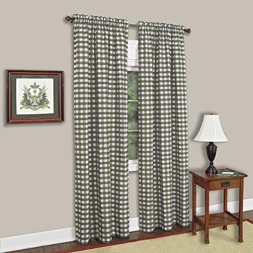 Buffalo Check Panel Curtain, Sage & Ivory Plaid, 42 x 84 in