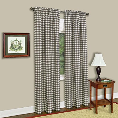Buffalo Check Panel Curtain, Taupe & Ivory Plaid, 42 x 63 in