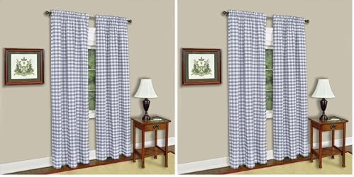 Buffalo Check Panel Window Curtain, Grey & White Plaid