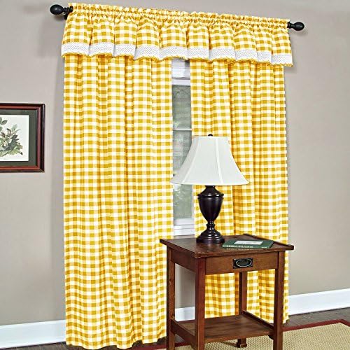 Buffalo Check Panel Window Curtain, Yellow & Ivory Plaid