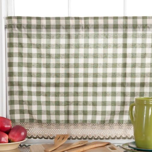 Buffalo Check Tier Pair Curtain Set, 58 x 36 in, Burgundy