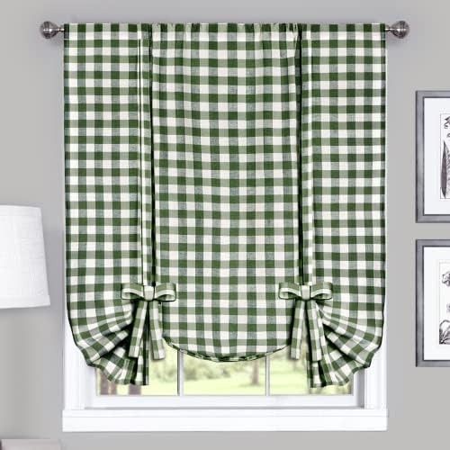 Buffalo Check Tieup Curtain, Sage & Ivory Plaid