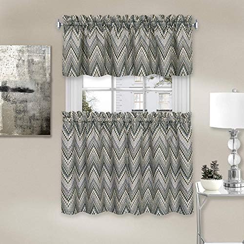 Charcoal Avery Curtain Tier Pair and Valance Set