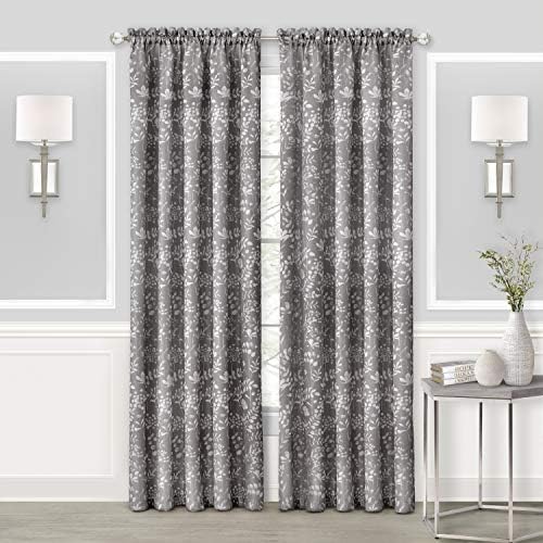 Charlotte Rod Pocket Curtain Panel, Grey, 52 x 84 in