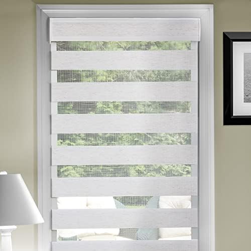 Cordless Celestial Sheer Double-Layered Roller Shade, Linen, 27 x 72 in