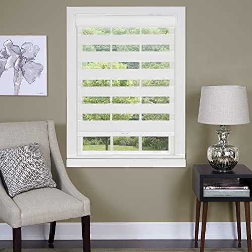 Cordless Celestial Sheer Double-Layered Roller Shade, White, 36 x 72 in