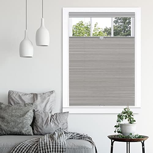 Cordless Cellular Pleated Shades, Dove Grey, 27 x 64 in