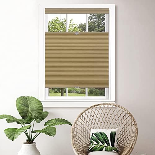 Cordless Cellular Pleated Shades, Wheat, 31 x 64 in