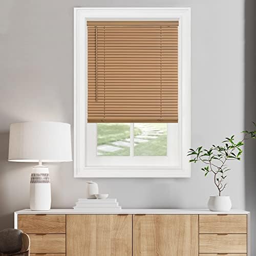Cordless Light Filtering Mini Blind, Woodtone, 36 x 64 in