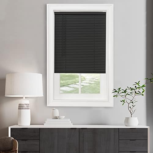 Cordless Light Filtering Mini Blinds for Indoor, Black