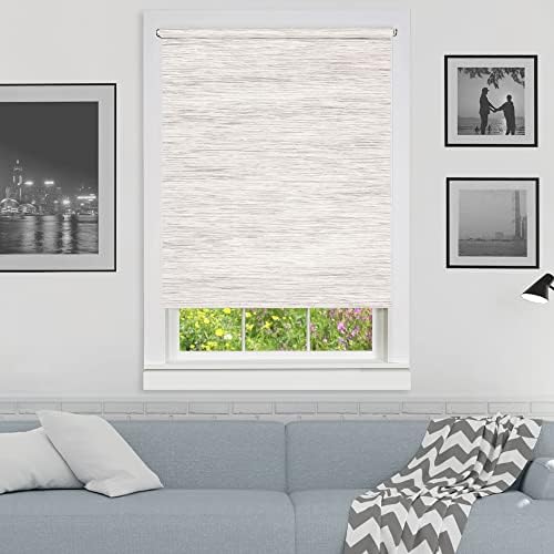 Cordless Light Filtering Privacy Jute Roller Shade, Silver Grey, 40 x 72 in