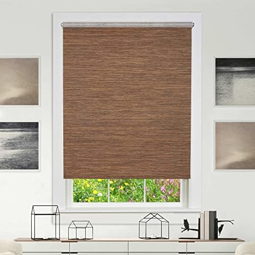 Cordless Privacy Jute Roller Shade, Cocoa, 52 x 72 in