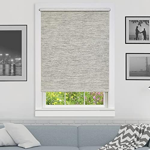 Cordless Privacy Jute Roller Shade, Heather, 46 x 72 in