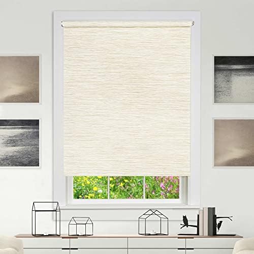 Cordless Privacy Jute Roller Shade, Linen, 39 x 72 in
