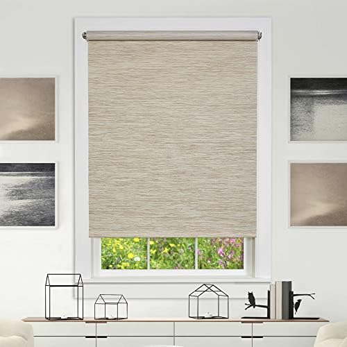 Cordless Privacy Jute Roller Shade, Natural, 45 x 72 in