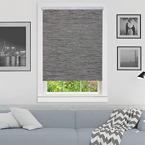 Cordless Privacy Jute Roller Shade, Smoke, 50 x 72 in