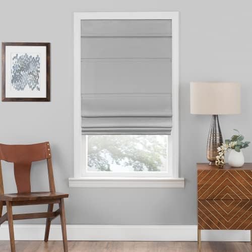 Cordless Roman Shades, Grey, 31 x 64 in