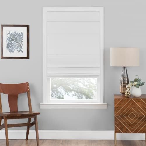 Cordless Roman Shades, White, 35 x 64 in