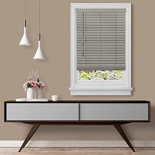 Cordless Room Darkening Plantation Blind, Grey, 29 x 64 in
