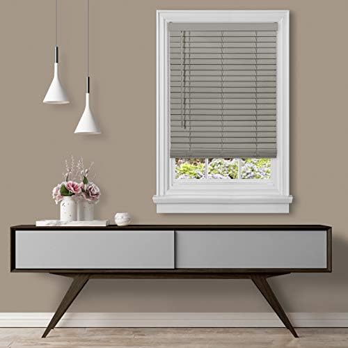 Cordless Room Darkening Plantation Blind, Grey, 36 x 64 in