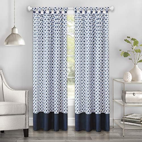 Cuff Tab Top Panel Callie Curtain, Navy