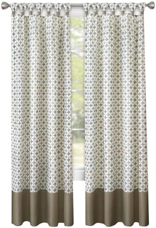 Cuff Tab Top Panel Callie Curtain, Taupe/Silver