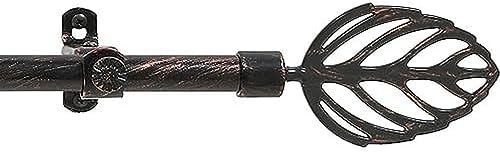 Curtain Rods with Finials, Leaf, 28-48 in