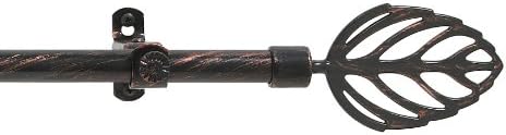 Curtain Rods with Finials, Leaf, 66-120 in