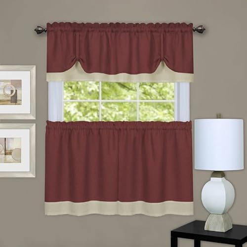 Darcy (Marsala/Tan) Tier and Valance Curtain Set