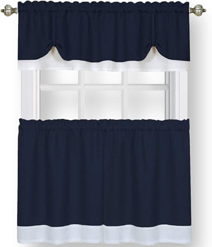 Darcy (Navy/White) Tier and Valance Curtain Set