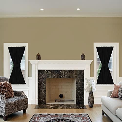 Darcy Rod Pocket Door Panel with Tieback, Black, 25 x 40 in