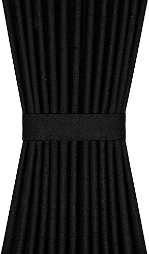 Darcy Rod Pocket Door Panel with Tieback, Black, 54 x 40 in