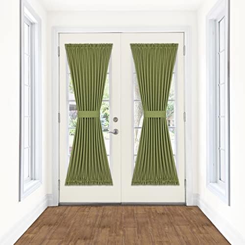 Darcy Rod Pocket Door Panel with Tieback, Green
