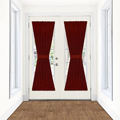 Darcy Rod Pocket Door Panel with Tieback, Marsala, 54 x 72 in