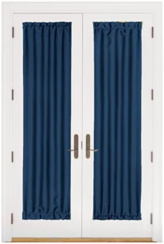 Darcy Rod Pocket Door Panel with Tieback, Navy, 25 x 72 in