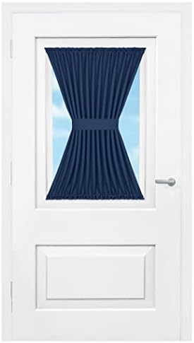 Darcy Rod Pocket Door Panel with Tieback, Navy, 54 x 40 in