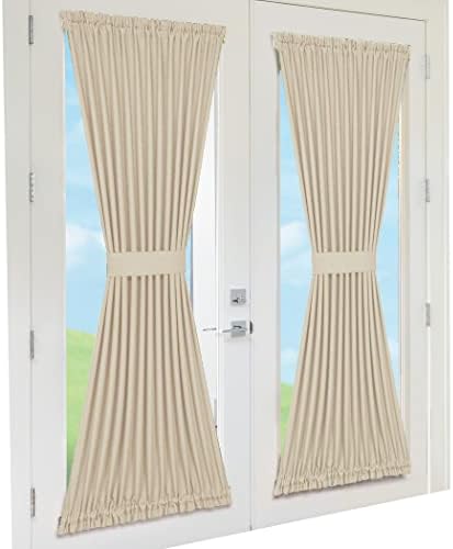 Darcy Rod Pocket Door Panel with Tieback, Tan